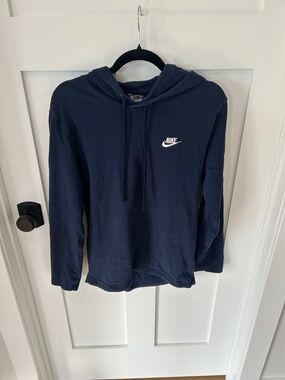 Nike Navy Long Sleeve Hooded Top (Size Small)